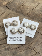 Load image into Gallery viewer, Navajo Sterling Silver Concho Post Hand Stamped Earrings