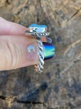 Load image into Gallery viewer, Navajo Sterling Silver Kingman Turquoise Rope Ring