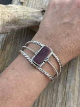 Load image into Gallery viewer, Navajo Purple Spiny Sterling Silver Cuff Bracelet Stamped W. Begay