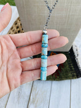 Load image into Gallery viewer, Navajo Turquoise And Sterling Silver Beaded Lariat Necklace