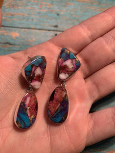 Navajo Pink Dream Mojave & Sterling Silver Dangle Earrings
