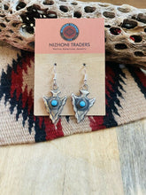 Load image into Gallery viewer, Navajo Turquoise &amp; Sterling Silver Arrowhead Dangle Earrings