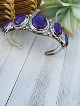 Load image into Gallery viewer, Navajo Purple Kingman Turquoise &amp; Sterling Silver Cuff Bracelet Signed