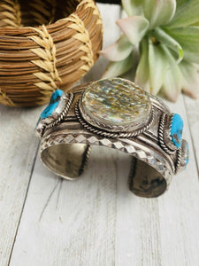 Navajo Old Pawn Vintage Multi Stone & Sterling Silver Bracelet