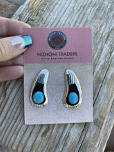 Load image into Gallery viewer, Navajo Turquoise And Sterling Silver Shadow Box Post Earrings