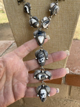 Load image into Gallery viewer, Navajo White Buffalo &amp; Sterling Lariat Necklace Set Signed