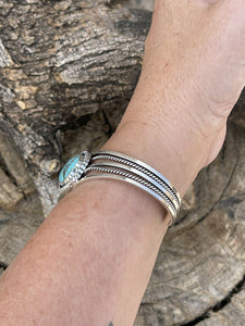 Sterling Silver Kingman Turquoise Stacker Cuff Bracelet