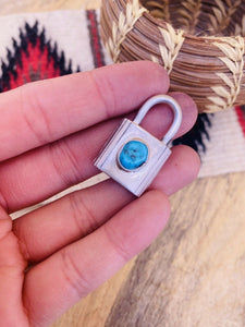 Navajo Turquoise & Sterling Silver Locket Pendant Signed