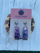 Load image into Gallery viewer, Navajo Sterling Silver, Spiny &amp; Turquoise Dangle Earrings Signed
