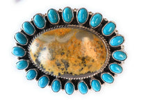 Load image into Gallery viewer, Navajo Sleeping Beauty Turquoise &amp; Bumble Bee Statement Ring Size 7.25