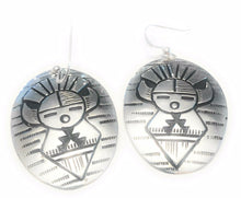 Load image into Gallery viewer, Navajo Sterling Silver Etched  Hand Stamped Dangle Earrings