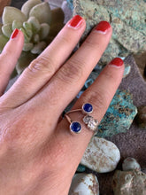 Load image into Gallery viewer, Navajo Lapis Sterling Silver Adjustable Flower Ring