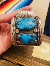 Load image into Gallery viewer, Vintage Navajo Turquoise &amp; Sterling Silver Jumbo Watch Cuff
