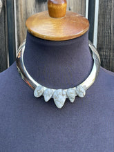 Load image into Gallery viewer, Navajo Sterling Silver  White Buffalo 5 Stone Choker Necklace Signed