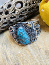 Load image into Gallery viewer, Navajo Turquoise &amp; Sterling Silver Cuff Bracelet By Sheila Tso