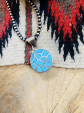Load image into Gallery viewer, Zuni Turquoise &amp; Sterling Silver Inlay Pendant Signed