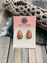 Load image into Gallery viewer, Navajo Orange Spiny &amp; Sterling Silver Stud Earrings Signed