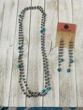 Load image into Gallery viewer, Navajo Kingman Turquoise &amp; Sterling Silver Pearl Beaded Necklace Set