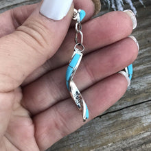 Load image into Gallery viewer, Zuni Turquoise Sterling Silver Twist Dangle Earrings Signed
