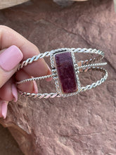 Load image into Gallery viewer, Navajo Purple Spiny Sterling Silver Cuff Bracelet Stamped W. Begay