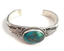 Load image into Gallery viewer, Navajo Sterling Silver &amp; Royston Turquoise Cuff Bracelet Signed