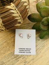 Load image into Gallery viewer, Zuni Sterling Silver &amp; Mother Of Pearl Inlay Tear Drop Pink Stud Earrings
