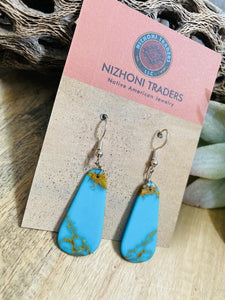Navajo Sterling Silver & Turquoise Slab Dangle Earrings