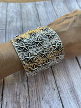 Load image into Gallery viewer, Ronnie Willie Sterling Silver Navajo Star Cuff Bracelet Signed