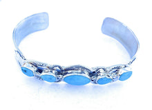 Load image into Gallery viewer, Navajo Sterling Silver &amp; Turquoise Five Stone Cuff Bracelet Signed