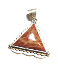 Load image into Gallery viewer, Navajo Sterling Silver Apple Coral TrIangle Southwest Pendant Signed