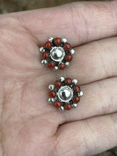 Load image into Gallery viewer, Navajo Sterling Silver And Natural Red Coral Cluster Stud Earrings