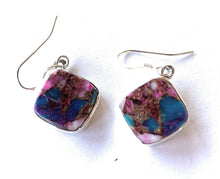 Load image into Gallery viewer, Navajo Pink Dream Mohave  Sterling Silver Diamond Shaped Dangle Earrings