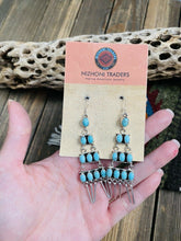 Load image into Gallery viewer, Navajo Turquoise &amp; Sterling Silver Chandelier Dangle Earrings