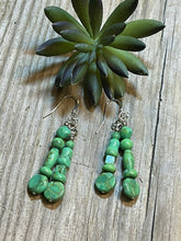 Load image into Gallery viewer, Beautiful Navajo Sterling Dyed Green Kingman Turquoise Multi Bead Earrings