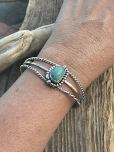 Navajo Royston Turquoise & Sterling Silver Cuff Bracelet Signed By Artist