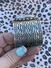 Load image into Gallery viewer, Navajo Handmade Sterling &amp; Number 8 Turquoise Signed Cuff Signed Danny Clark