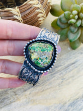 Load image into Gallery viewer, Navajo Sterling Silver &amp; Sonoran Gold Turquoise Cuff Bracelet By Chimney Butte