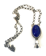 Load image into Gallery viewer, Navajo Sterling Silver &amp; Lapis Blossom Necklace Signed