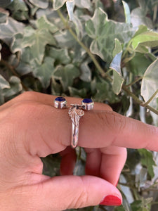 Navajo Lapis Sterling Silver Adjustable Flower Ring