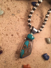 Load image into Gallery viewer, Vintage Navajo Pilot Mountain Turquoise &amp; Sterling Silver Pendant Signed