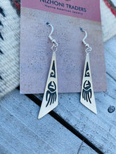 Load image into Gallery viewer, Navajo Sterling Silver Hand Stamped Dangle Earrings Signed