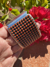 Load image into Gallery viewer, Navajo Natural Coral &amp; Sterling Silver Cuff Bracelet By Paul Livingston