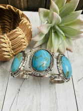 Load image into Gallery viewer, Navajo Old Pawn Vintage Turquoise &amp; Sterling Silver Bracelet Signed