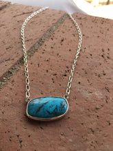 Load image into Gallery viewer, Navajo Kingman Turquoise  Sterling Silver Drop Necklace Signed