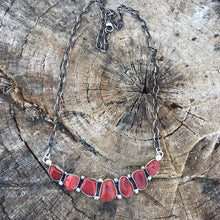 Load image into Gallery viewer, L. James Navajo Sterling Silver Red Natural Coral Necklace