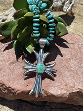 Load image into Gallery viewer, Navajo Turquoise &amp; Sterling Silver Southwest Cross Pendant Signed