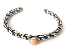 Load image into Gallery viewer, Navajo Sterling Cuff &amp; Orange Spiny Twisted Cuff Bracelet