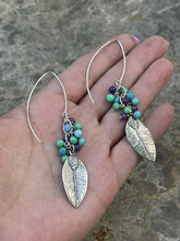 Load image into Gallery viewer, Navajo Sterling Silver &amp; Multi Stone Leaf Dangle Earrings
