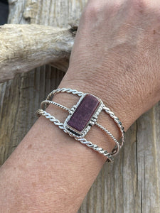 Navajo Purple Spiny Sterling Silver Cuff Bracelet Stamped W. Begay