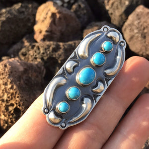 Navajo Sterling Silver  Turquoise 5 Stone Ring